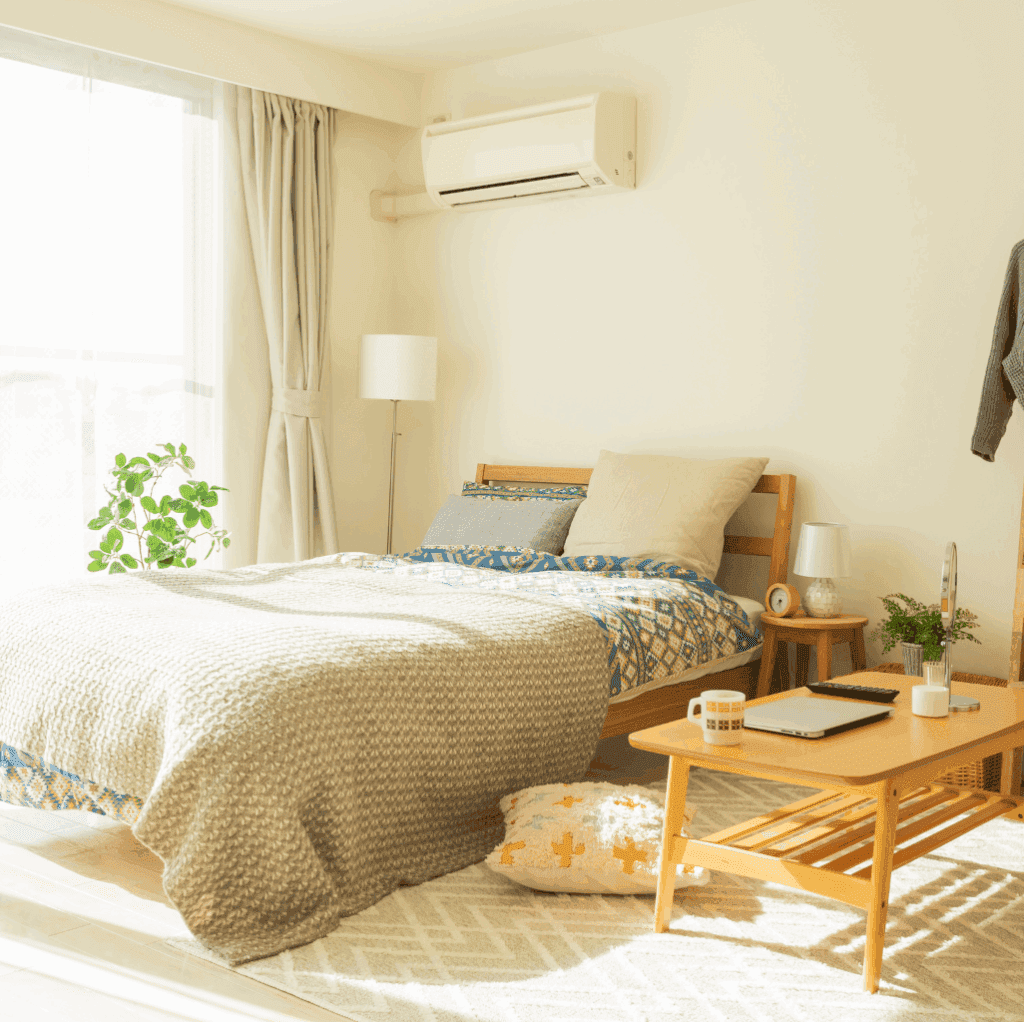 Neutral Rug and Cosy Bedroom Decor