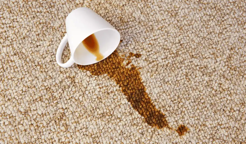 Coffee spilled on carpet.